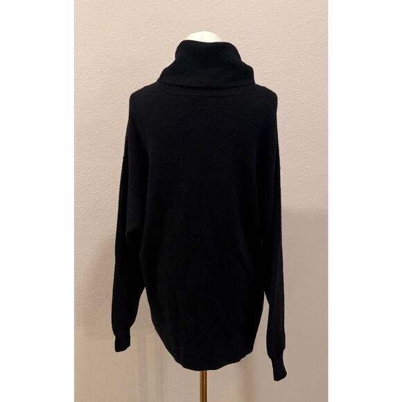 Free People Black Oversized Turtleneck Sweater XS Slouchy Pullover Fall Winter - Picture 2 of 6